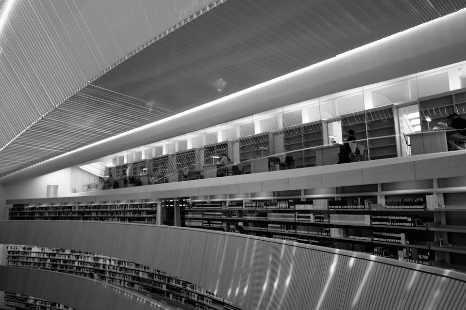Modern university library interior